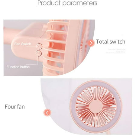 Small Desktop USB Fan A Desk Fan Cooling Electric Fans Portable USB Fan With LED Light Easy To Carry Flexible Adjustment Of 2 Levels Of Adjustable Radiator 